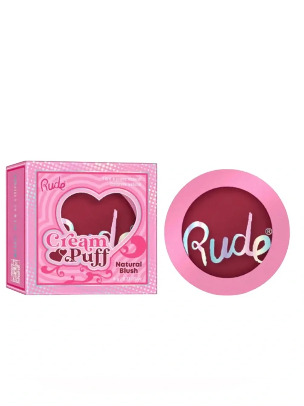 New Rude Cosmetics Shortcake Cream Puff Smooth Long Lasting Natural Blush